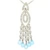 Image 4 : 18k White Gold 1.30 ctw Diamond & Blue Topaz Briolette Chandelier Dangle Necklac