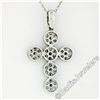 Image 6 : New 14kt White Gold 0.85 ctw Ideal Cut Diamond Multi Circle Cluster Cross Pendan