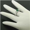Image 3 : 14k White Gold GIA Emerald & Diamond 3 Stone 1.50 ctw Engagement Right Hand Ring