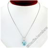 Image 2 : 14kt White Gold 4.12 ctw Cushion Aquamarine & Marquise Diamond Dangle Pendant