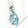 Image 4 : 14kt White Gold 4.12 ctw Cushion Aquamarine & Marquise Diamond Dangle Pendant