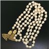 Image 2 : Estate 38" Long 6.5-7mm Natural Pearl Strand Lariat Necklace w/ Dual 14K Tassels