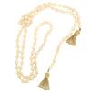 Image 3 : Estate 38" Long 6.5-7mm Natural Pearl Strand Lariat Necklace w/ Dual 14K Tassels
