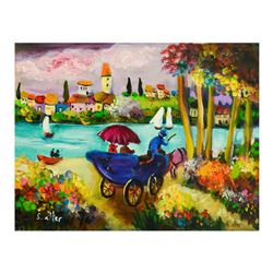 Shlomo Alter, Original Acrylic Painting on Canvas, Hand Signed with Letter of Au