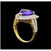 Image 4 : 14KT Yellow Gold 4.96 ctw Tanzanite and Diamond Ring