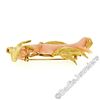Image 3 : Vintage 14kt Yellow Gold Large Natural Angel Skin Coral Branch & Leaf Brooch