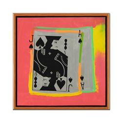 Steve Kaufman (1960-2010), "Jack and Ace" Framed Hand Painted, Hand Pulled Limit
