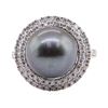 Image 1 : Tahitian Pearl and Diamond Ring - 18KT White Gold