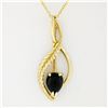 Image 1 : 14kt Yellow Gold Pear Cabochon Black Onyx Open Pendant Necklace