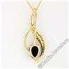 Image 6 : 14kt Yellow Gold Pear Cabochon Black Onyx Open Pendant Necklace