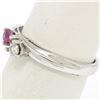 Image 6 : 14k White Gold 0.17 ctw Ruby & Diamond Petite Bypass Promise Birthstone Ring
