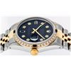 Image 6 : Rolex Mens 2 Tone Black Diamond & Sapphire Oyster Perpetual Datejust Wristwatch