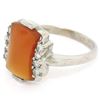 Image 3 : Antique 10K White Gold Carnelian Solitaire Ring w/ .22 ctw Round Diamond Accents