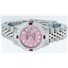 Image 6 : Rolex Ladies Stainless Steel Pink Stamp Diamond & Ruby Datejust Wristwatch