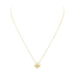 0.03 ctw Diamond and Pearl Cross Pendant with Chain - 14KT and 18KT Yellow Gold