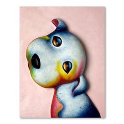 Wang, "Angel (Pink)" Hand Painted Limited Edition Bas Relief Sculpture, Numbered