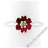 Image 4 : 14kt Two Tone Gold 1.05 ctw Round Brilliant Ruby & Diamond Flower Cluster Ring