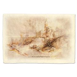 Brachi Horen, "Migdal David" Hand-Embellished Mixed Media with Goldleaf, Hand Si