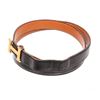 Image 4 : Hermes Vintage Black Brown Reversible Leather Gold Plated Skinny Belt