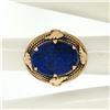 Image 7 : Antique 14kt Rose Gold Oval Lapis Ring w/ Twisted Wire and Leaf Halo