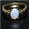 Image 7 : Vintage 14K Yellow Gold 0.65 ctw Petite Oval Cabochon Opal Solitaire Ring Size 6