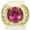 Image 5 : 18K Yellow Gold 6.54 ctw Oval Pink Tourmaline & Round Diamond Cocktail Ring