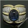 Image 2 : 18kt Yellow Gold 6.50 ctw GIA Certified Sapphire and Diamond Wide Band Ring