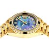 Image 4 : Rolex Ladies 18K Yellow Gold Sapphire And Tahitian MOP Diamond President Wristwa
