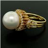 Image 2 : 18K Yellow Gold  13.3mm South Sea Pearl Ring w/ Marquise & Round Diamonds