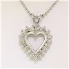 Image 3 : 14k White Gold 0.40 ctw Round Brilliant Diamond Open Heart Pendant 16" Bead Chai