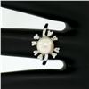 Image 8 : 14K White Gold 7.5mm Cultured Pearl & 8 Single Cut Diamond Petite Cluster Ring