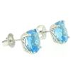 Image 3 : 14k White Gold Cushion Cut Natural Blue Topaz Solitaire  Stud Earrings