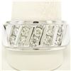 Image 6 : Men's 14k White Gold 1.00 ctw Round Diamond Diagonal Channel WIDE BOLD Band Ring