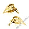 Image 6 : Vintage 14kt Yellow Gold Pearl Florentine Open Leaf Clip On Earrings