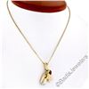 Image 2 : 14kt Yellow White and Rose Gold Dual Baby Shoe Pendant Necklace w/ 5 Round Diamo