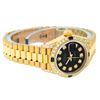 Image 2 : Rolex Ladies 18K Yellow Gold Black Diamond And Sapphire President Wristwatch Wit