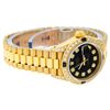 Image 3 : Rolex Ladies 18K Yellow Gold Black Diamond And Sapphire President Wristwatch Wit