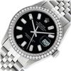 Image 1 : Rolex Mens Stainless Steel Black Baguette Diamond 36MM Datejust Wristwatch