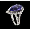 Image 4 : 4.16 ctw Tanzanite and Diamond Ring - 14KT White Gold