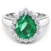 Image 3 : Natural 3.33 CTW Zambian Emerald & Diamond Ring 14K White Gold - REF-141M7T