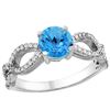 Image 1 : 1.25 CTW Swiss Blue Topaz & Diamond Ring 10K White Gold - REF-49A8X