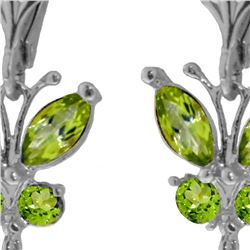 Genuine 2.74 ctw Peridot Earrings 14KT White Gold - REF-42M6T