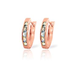 Genuine 0.85 ctw Aquamarine Earrings 14KT Rose Gold - REF-25P6H