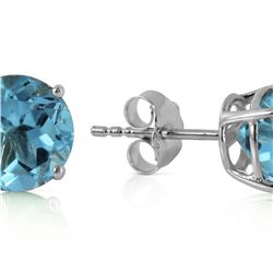 Genuine 3.1 ctw Blue Topaz Earrings 14KT White Gold - REF-23R9P