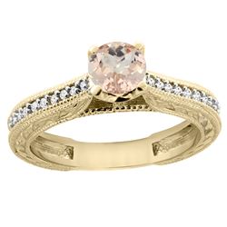 0.59 CTW Morganite & Diamond Ring 14K Yellow Gold - REF-54R7H