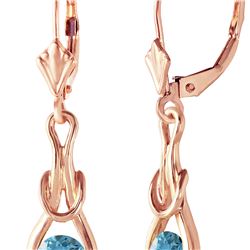 Genuine 1.30 ctw Blue Topaz Earrings 14KT Rose Gold - REF-49K3V