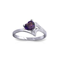 Genuine 0.75 ctw Amethyst Ring 14KT White Gold - REF-35Z9N