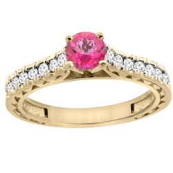 0.86 CTW Pink Topaz & Diamond Ring 14K Yellow Gold - REF-62R4H