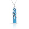 Image 1 : Natural 5.82 CTW Turquoise & Diamond Necklace 14K White Gold - REF-61X2T