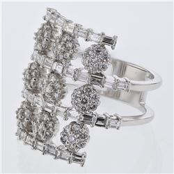 Natural 2.09 CTW Baguette & Diamond Ring 18K White Gold - REF-264X6T